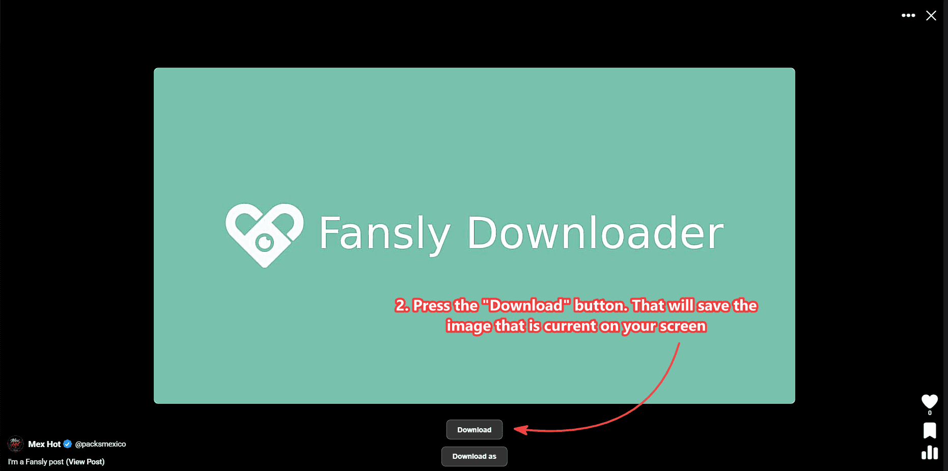 Fansly Downloader download button displayed on a photo
