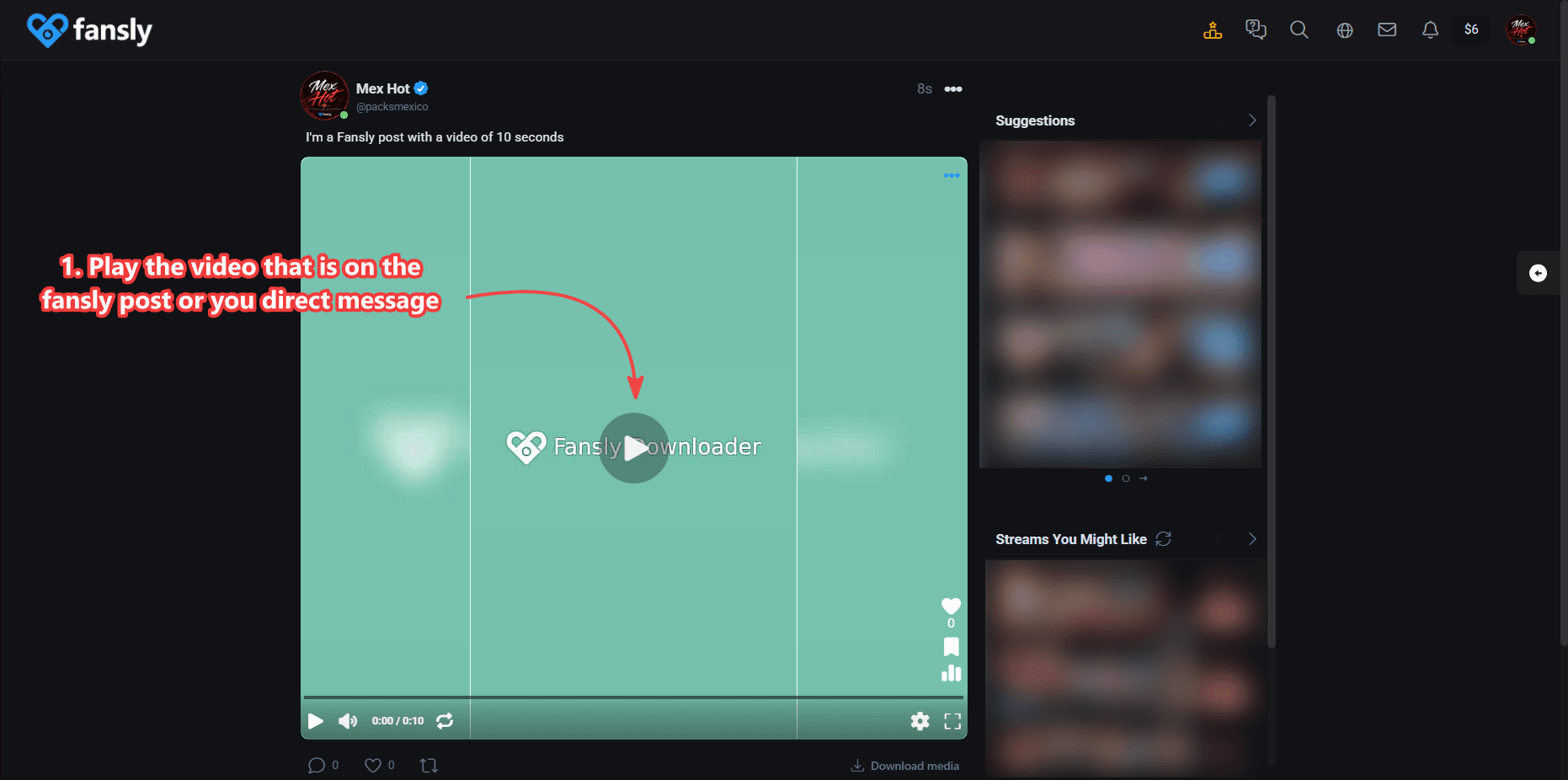 A video playing in a Fansly post