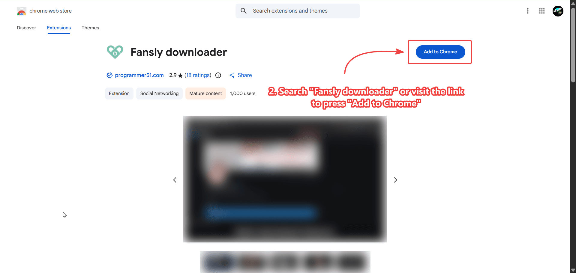 Fansly Downloader listing in the Chrome Web Store